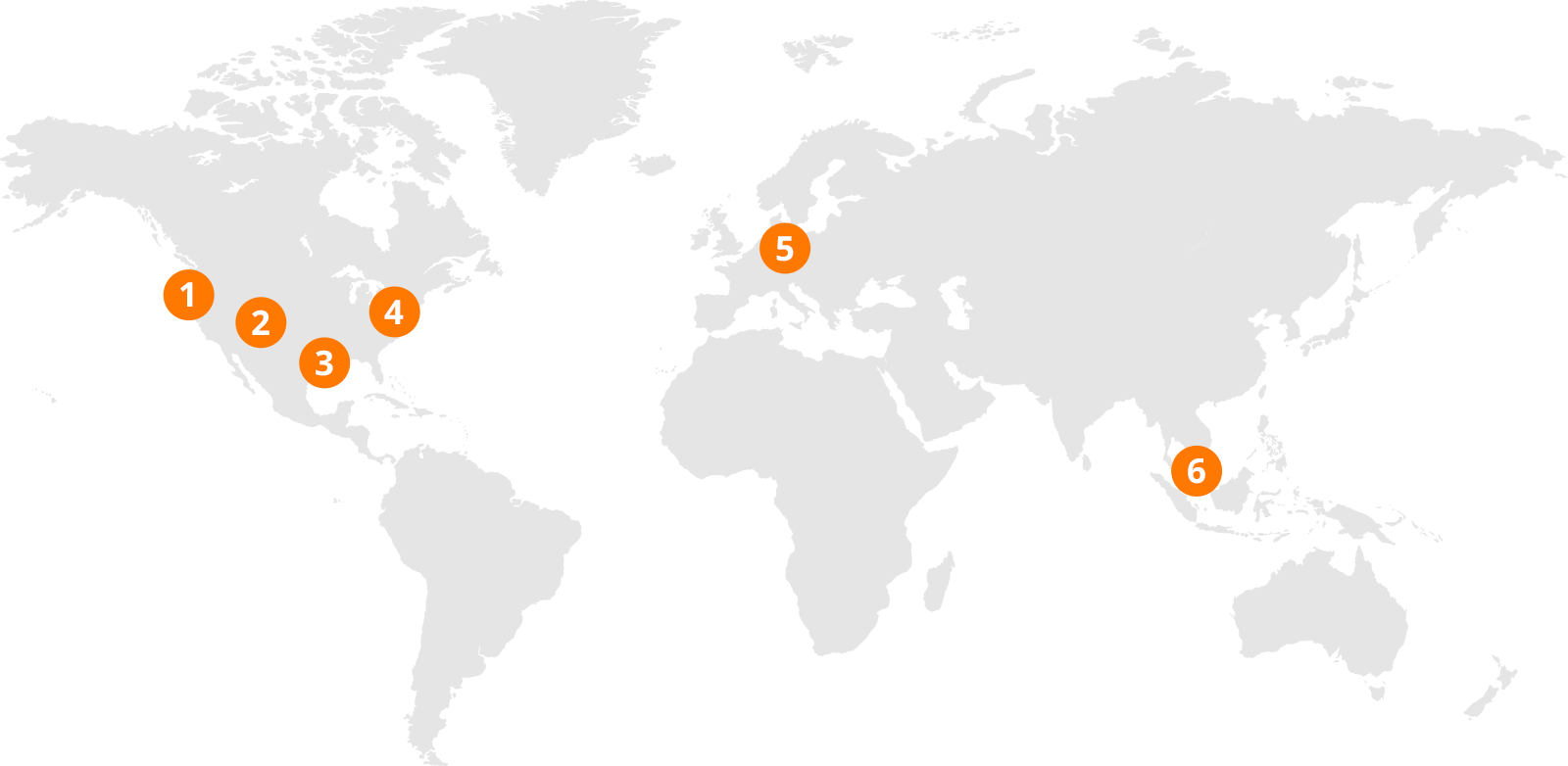 data center regions in the united states, europe and south east asia
