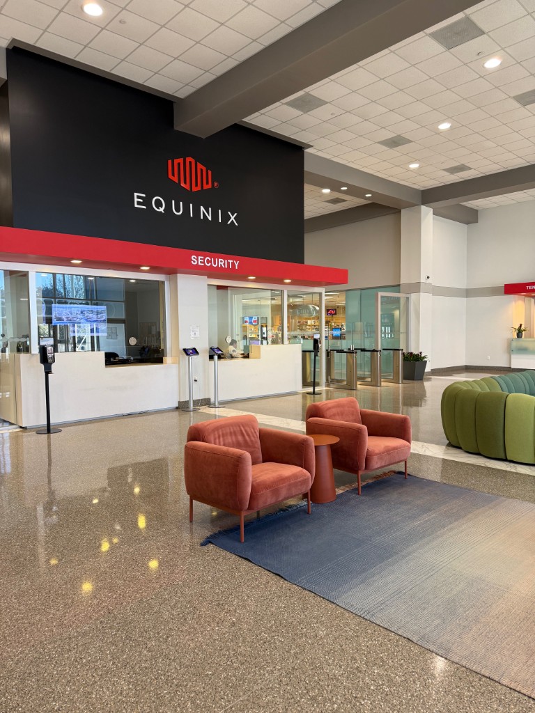 Equinix security checkpoint at the Dallas Infomart facility entrance